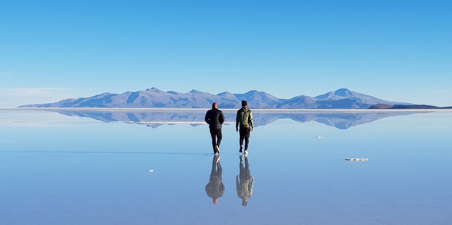 Mirror effect during rainy season in Salar de Uyuni